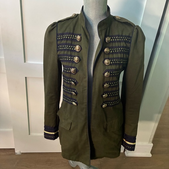 Zara Jackets & Blazers - Zara Olive Green Military Jacket with Gold Accents, S